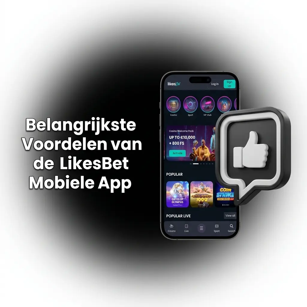 LikesBet mobiele app op smartphone